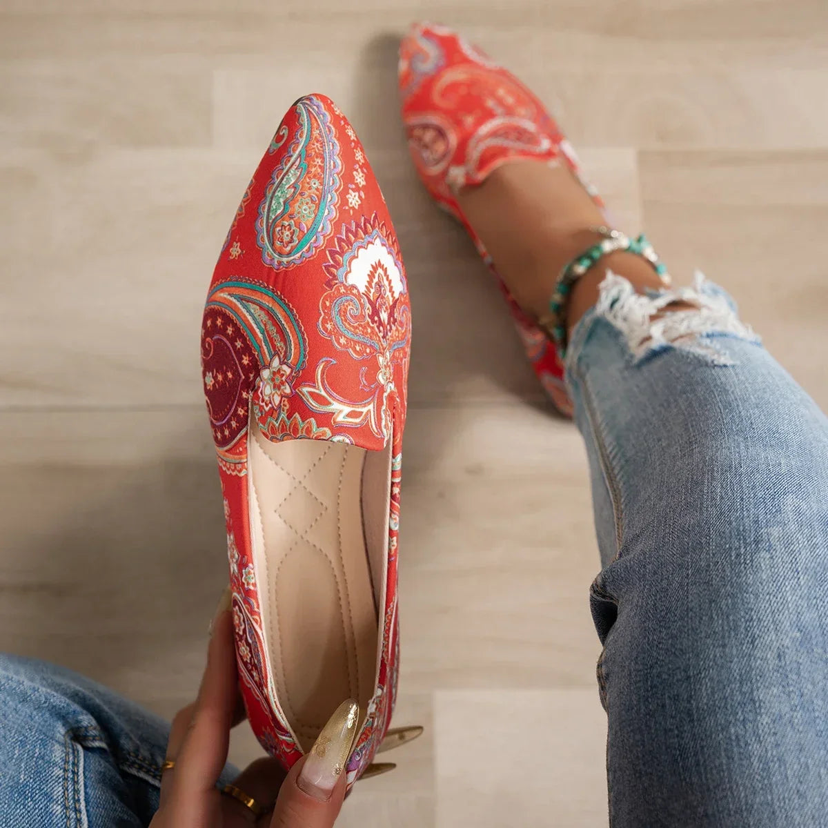 Bretagne | Mocassins Boho Paisley à Bout Pointu