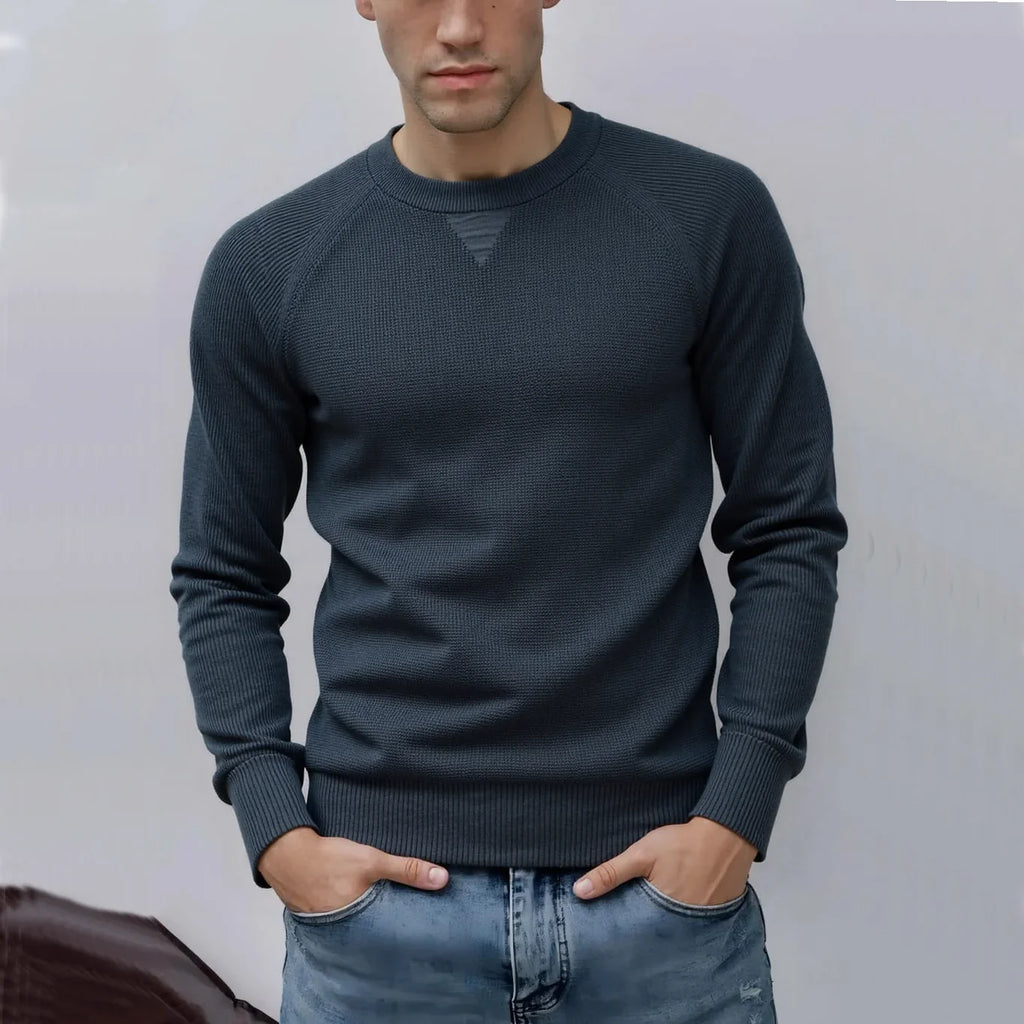 Pull en tricot pour hommes avec col rond et manches raglan | Valcor Zurich