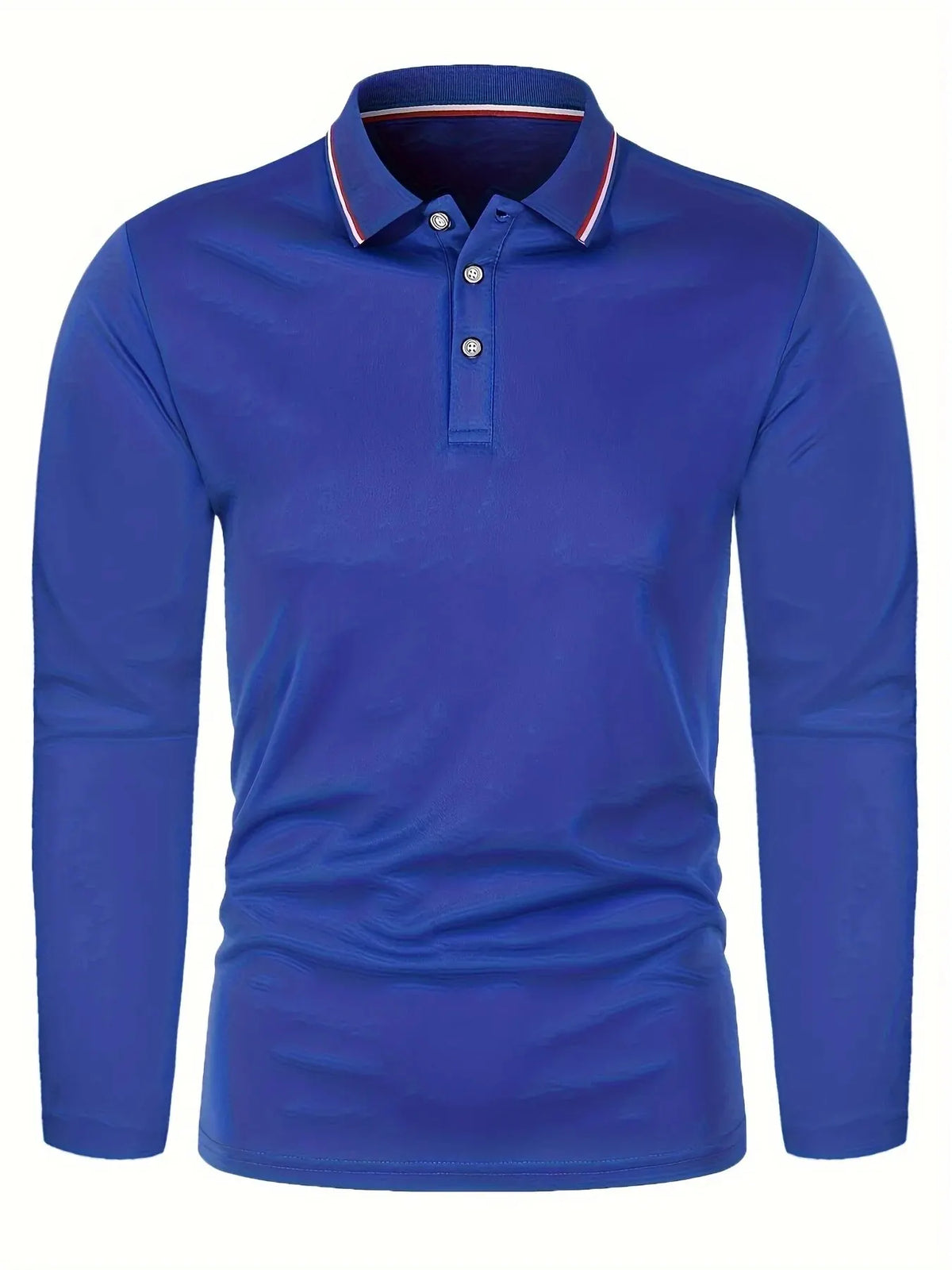 Polo à manches longues pour hommes avec patte de boutonnage et col contrasté | Valcor Zurich