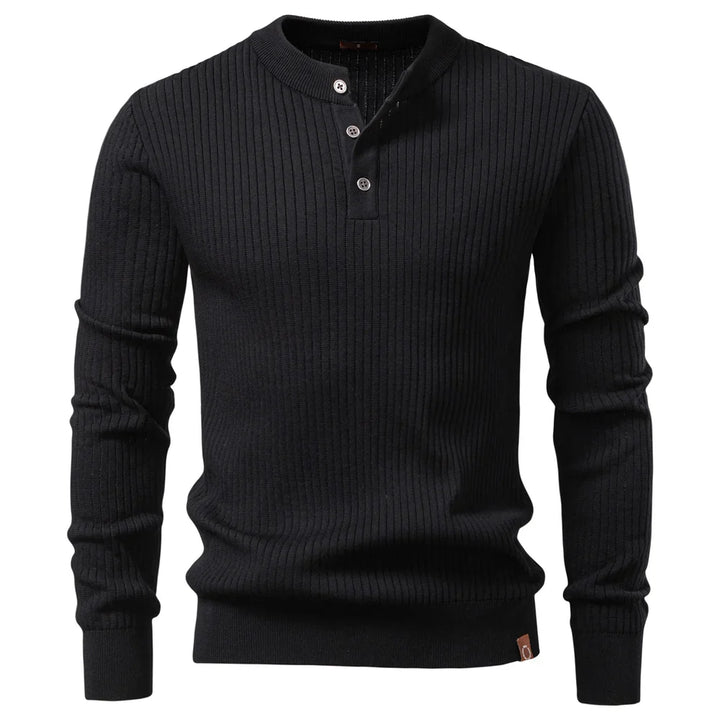 Pull en maille côtelée pour hommes avec boutons et manches longues | Aveloire Paris