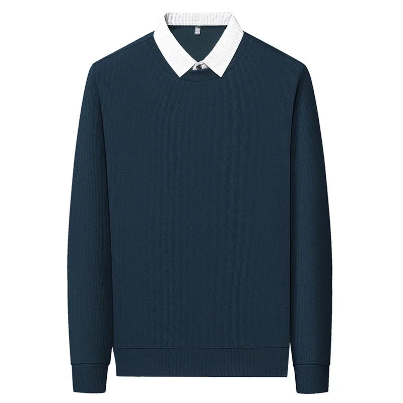 Pull pour hommes en look chemise avec col contrasté et manches longues | Valcor Zurich
