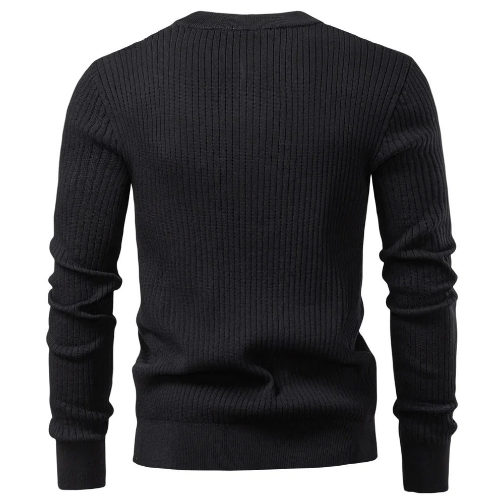 Pull en maille côtelée pour hommes avec boutons et manches longues | Valcor Zürich