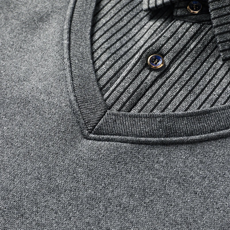 Pull 2-en-1 pour hommes avec col de chemise et décolleté en V | Valcor Zürich