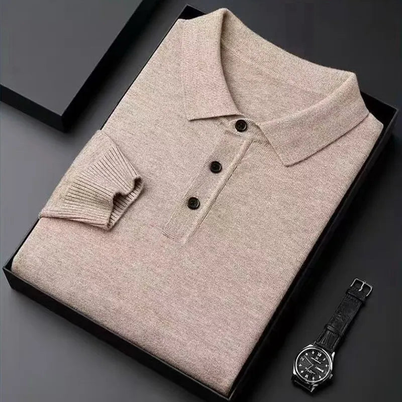 Pull en tricot pour hommes avec col polo et patte de boutonnage | Valcor Zurich