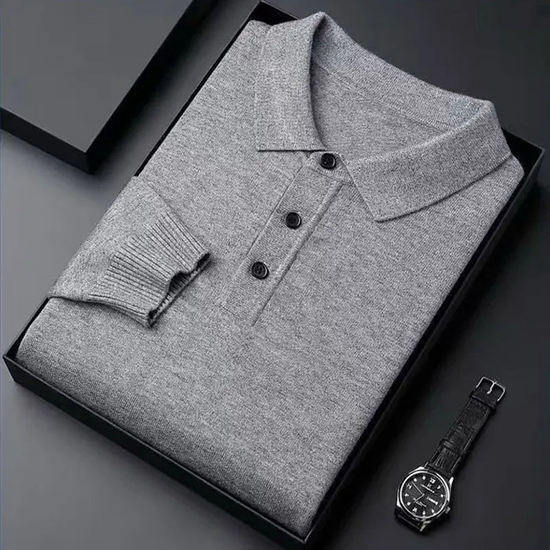 Pull en tricot pour hommes avec col polo et patte de boutonnage | Valcor Zurich