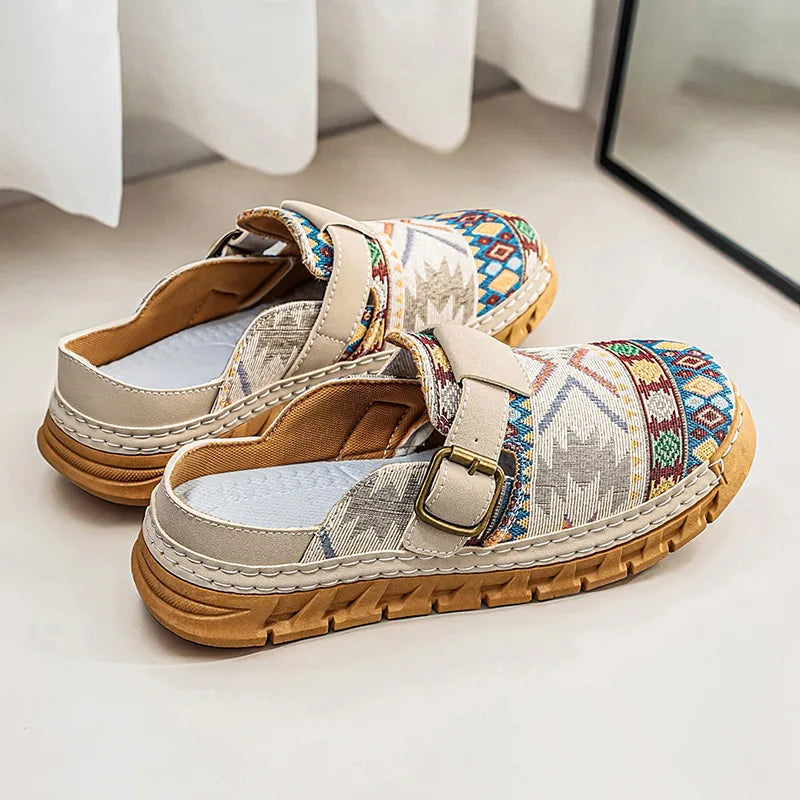 Hannah | Mules à enfiler à motif boho