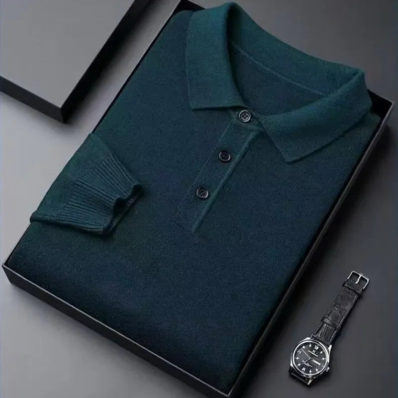 Pull en tricot pour hommes avec col polo et patte de boutonnage | Valcor Zurich