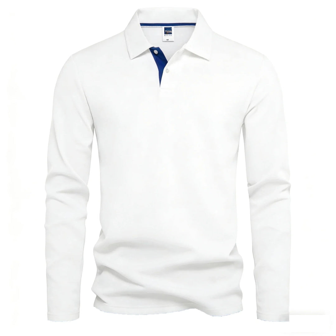 Polo à manches longues pour hommes avec patte de boutonnage et détails contrastés | Aveloire Paris