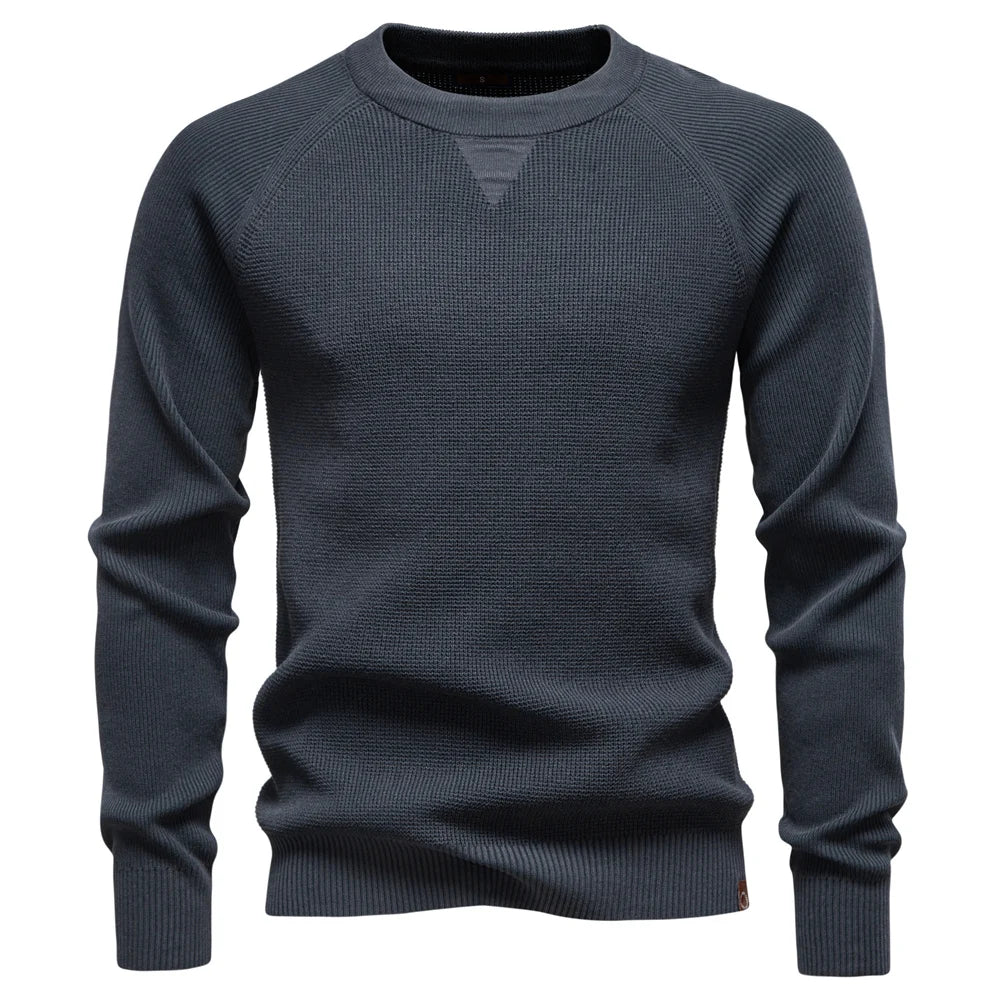 Pull en tricot pour hommes avec col rond et manches raglan | Valcor Zurich