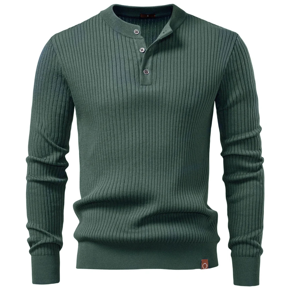 Pull en maille côtelée pour hommes avec boutons et manches longues | Valcor Zürich
