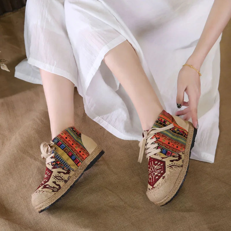 Zara | Chaussures à lacets chevilles tissées Boho