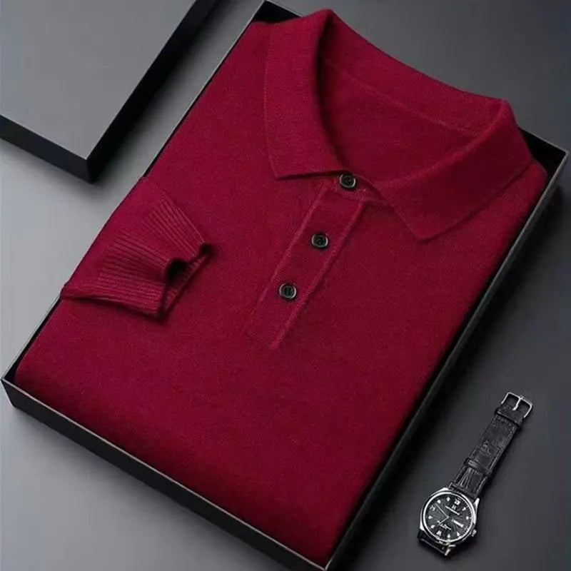 Pull en tricot pour hommes avec col polo et patte de boutonnage | Valcor Zurich