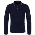 Polo à manches longues pour hommes avec patte de boutonnage et col contrasté | Valcor Zurich