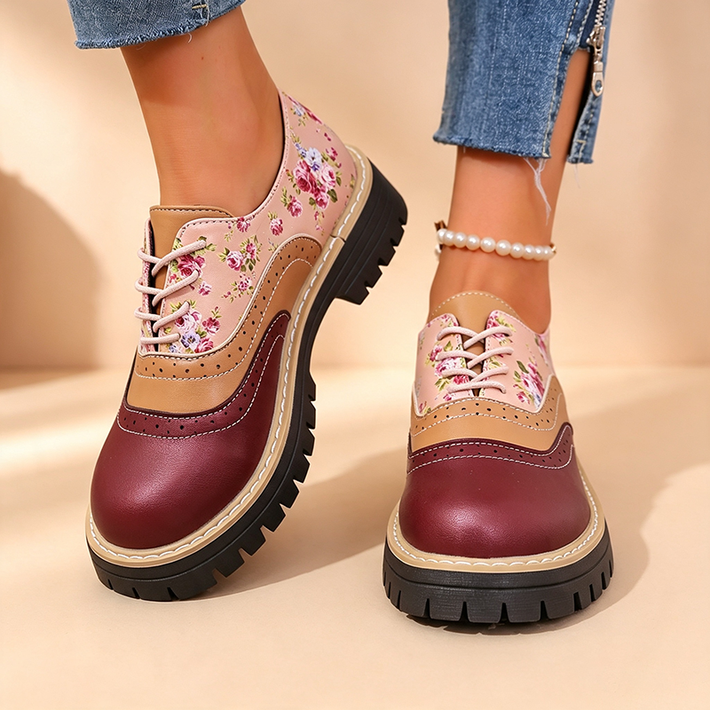 Abigail | Chaussures à lacets vintage à plateforme florale