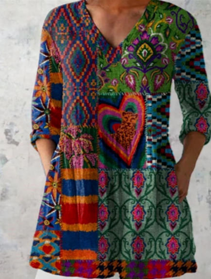 Delphine | Blouse longue à col en V