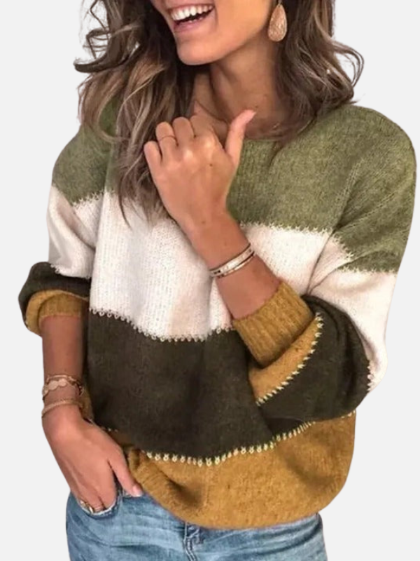 Kirsten | Pull en tricot rayé à col rond