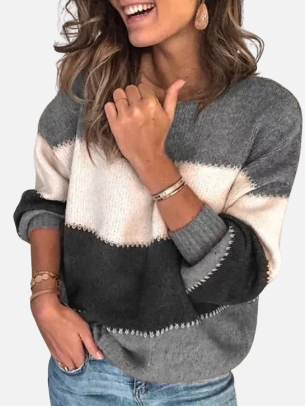Kirsten | Pull en tricot rayé à col rond