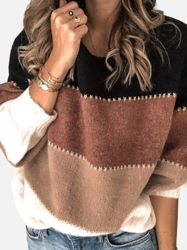 Kirsten | Pull en tricot rayé à col rond