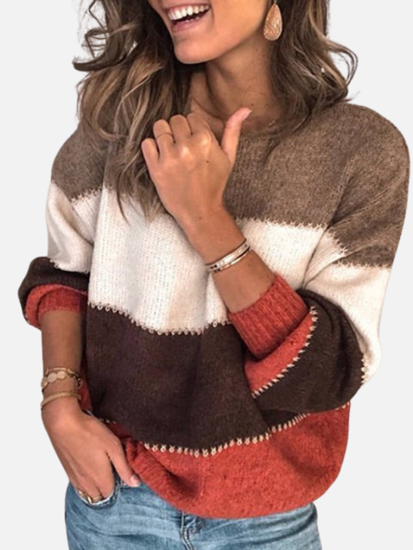 Kirsten | Pull en tricot rayé à col rond