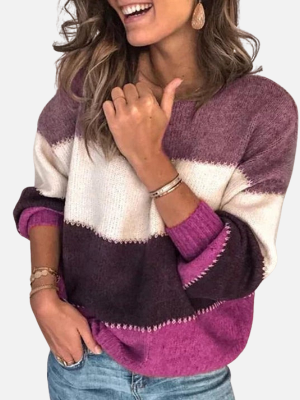 Kirsten | Pull en tricot rayé à col rond
