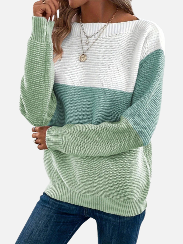 Anne | Pull en tricot à coloris blocs avec encolure bateau