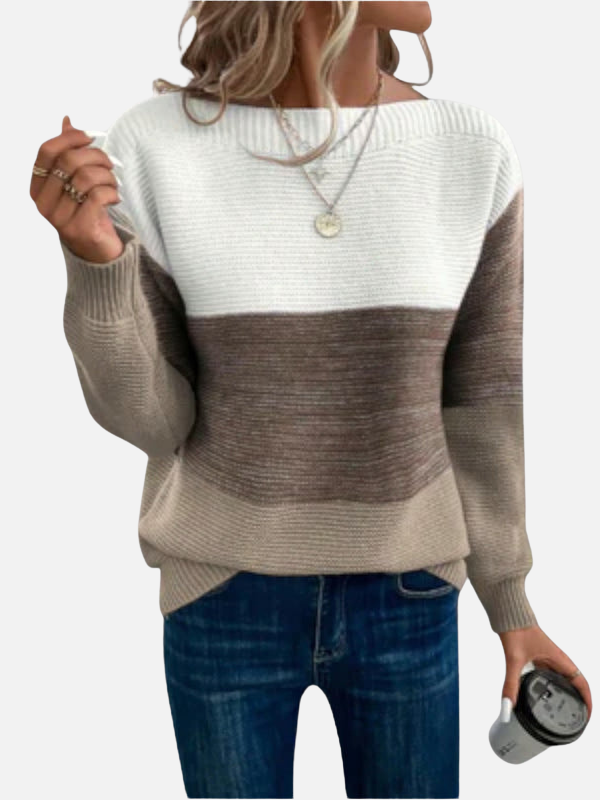 Anne | Pull en tricot à coloris blocs avec encolure bateau