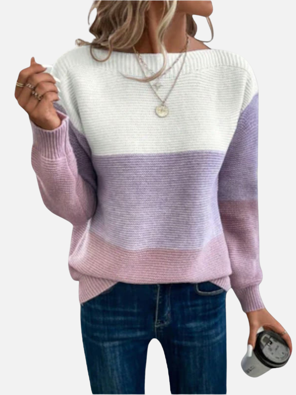 Anne | Pull en tricot à coloris blocs avec encolure bateau