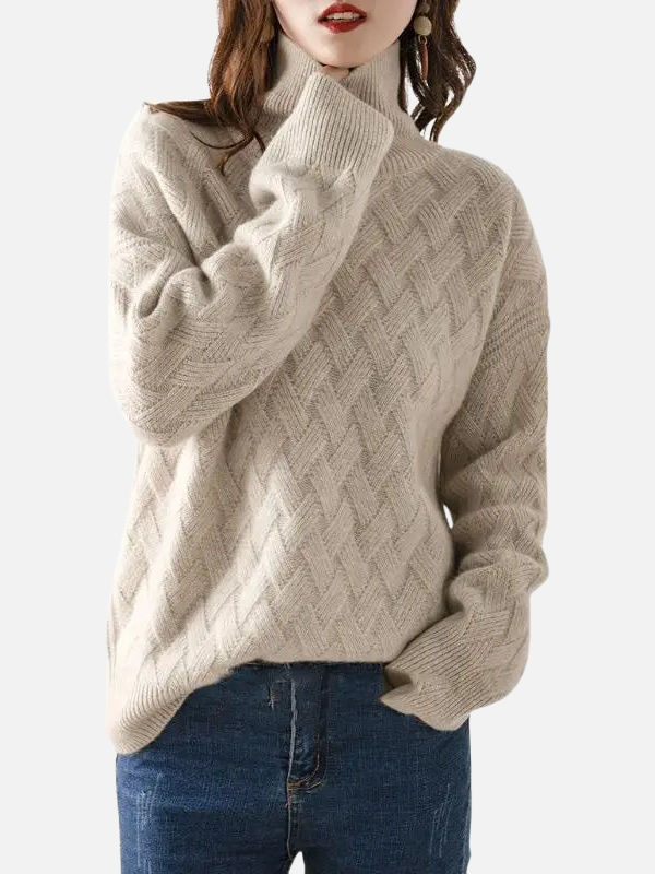 Helle | Pull en tricot avec motif tressé et col roulé