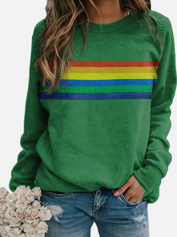 Helle | Sweat-shirt avec des rayures arc-en-ciel, col rond