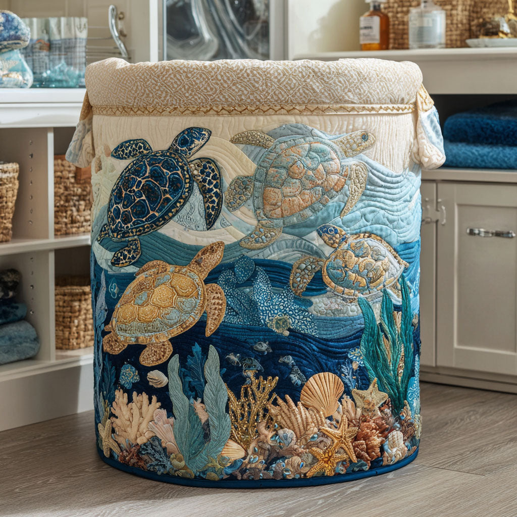 Hortense™ | Panier à Linge Matelassé Shell Shine