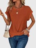Pia | Blouse en maille gaufrée avec col rond