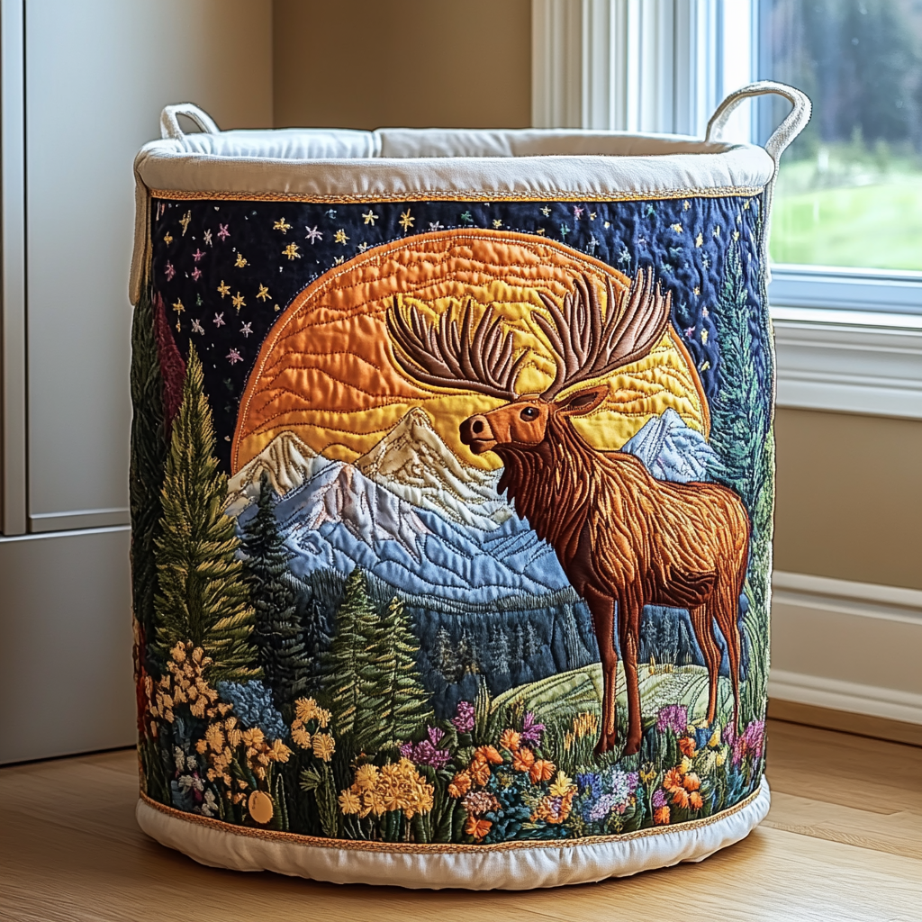 Olwen™ | Panier à linge matelassé Forêt