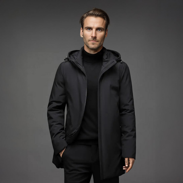Vandafvisende vinterjakke med hætte til herrer – slim fit