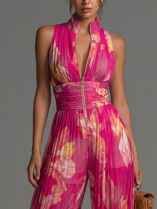 Combinaison Zsófia | Combinaison en Chiffon Plissé Rose