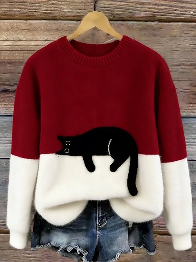 Belinda - Pull Oversized avec Motif de Chat