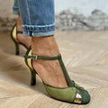 Carley™ - Talons Hauts T-Strap Patchwork