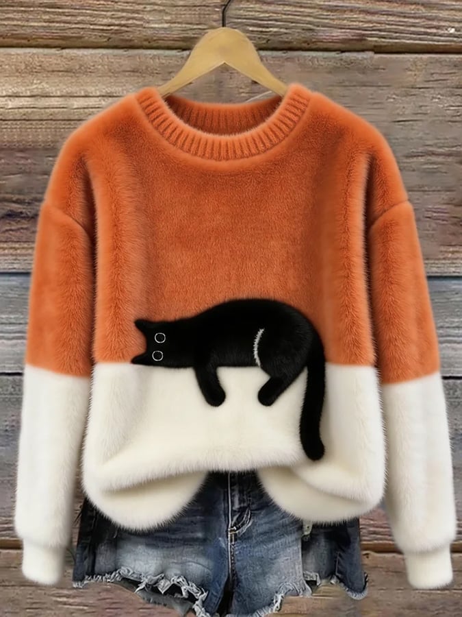 Belinda - Pull Oversized avec Motif de Chat