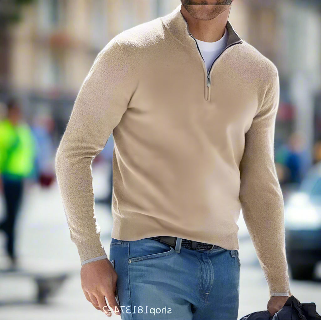 Noah | Pull pour hommes avec col montant et fermeture éclair