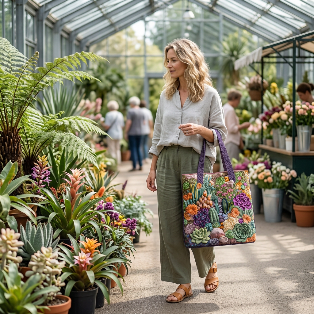Sac fait main avec des succulentes