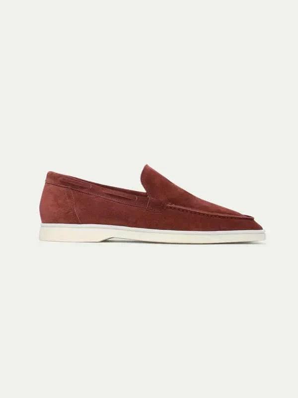 Mocassin en daim classique Bordeaux