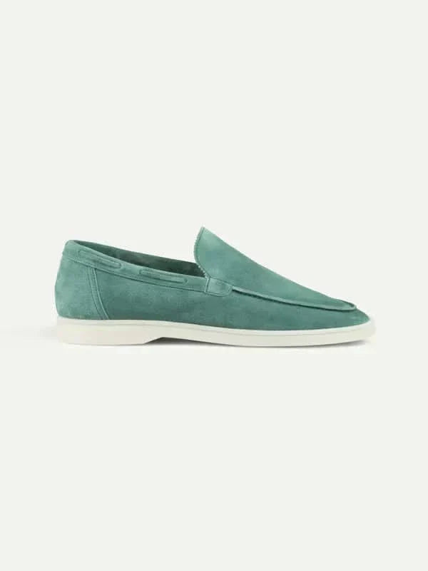 Mocassin Classique en Suède Bleu Pomme