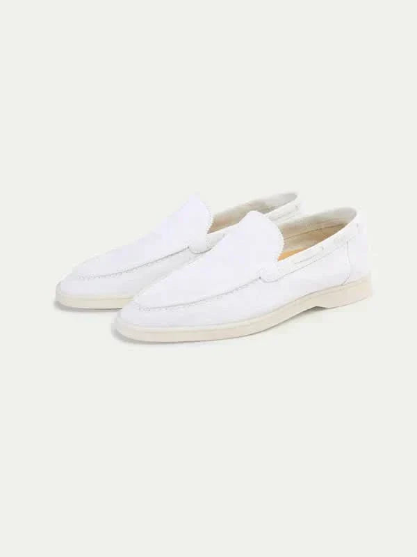 Mocassin en daim classique Perle blanche