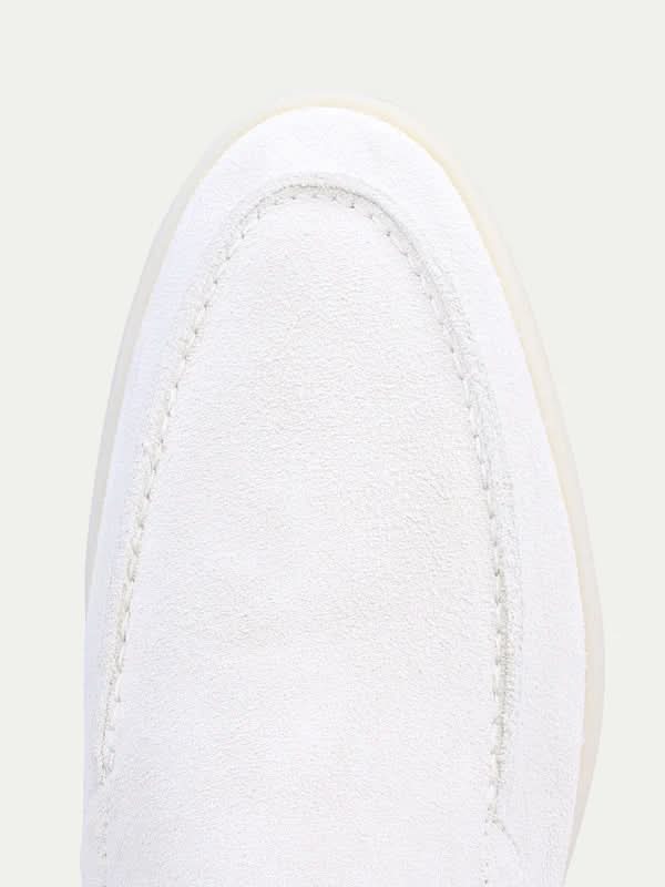 Mocassin en daim classique Perle blanche