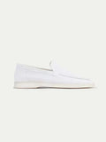 Mocassin en daim classique Perle blanche