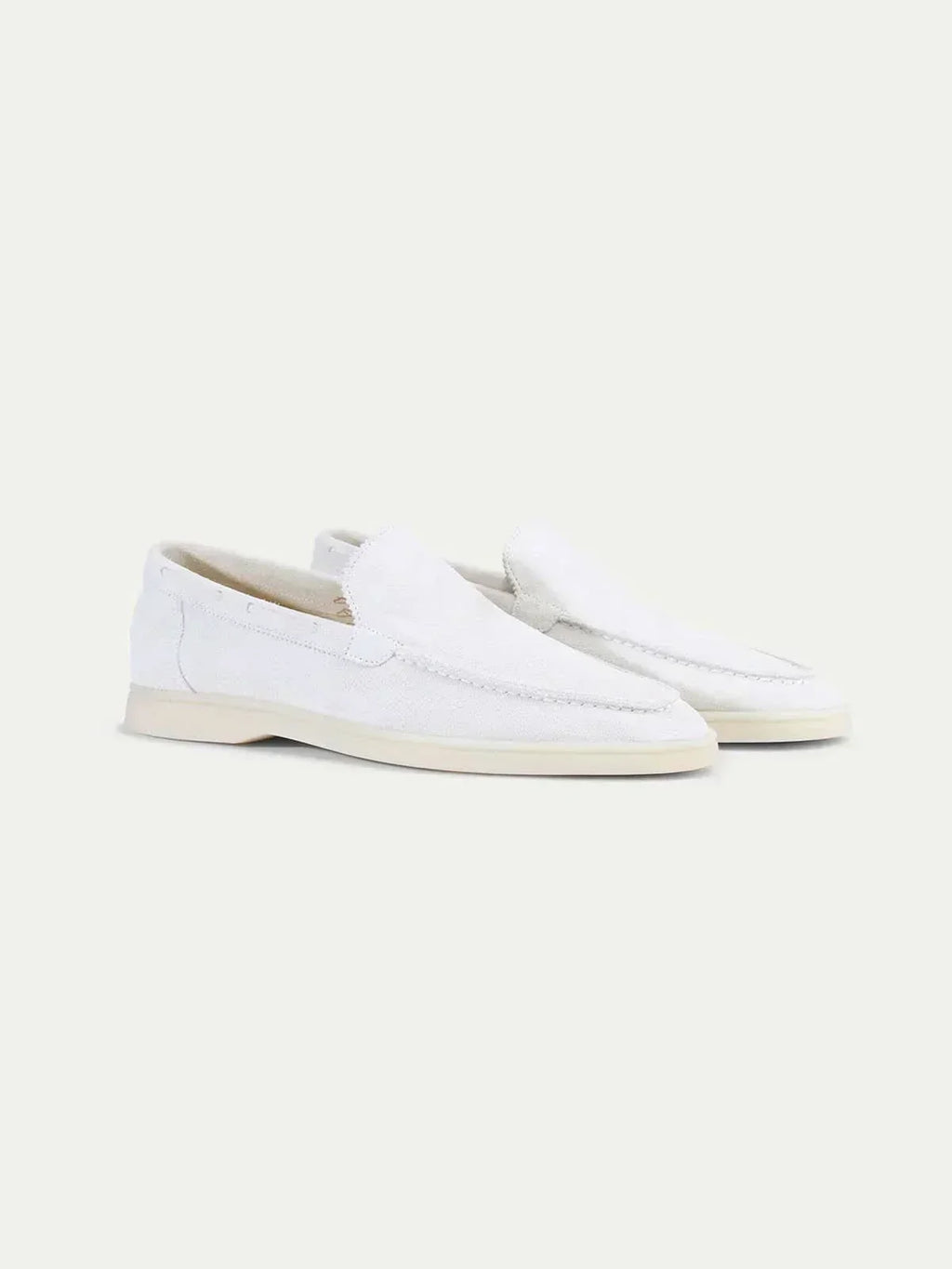 Mocassin en daim classique Perle blanche