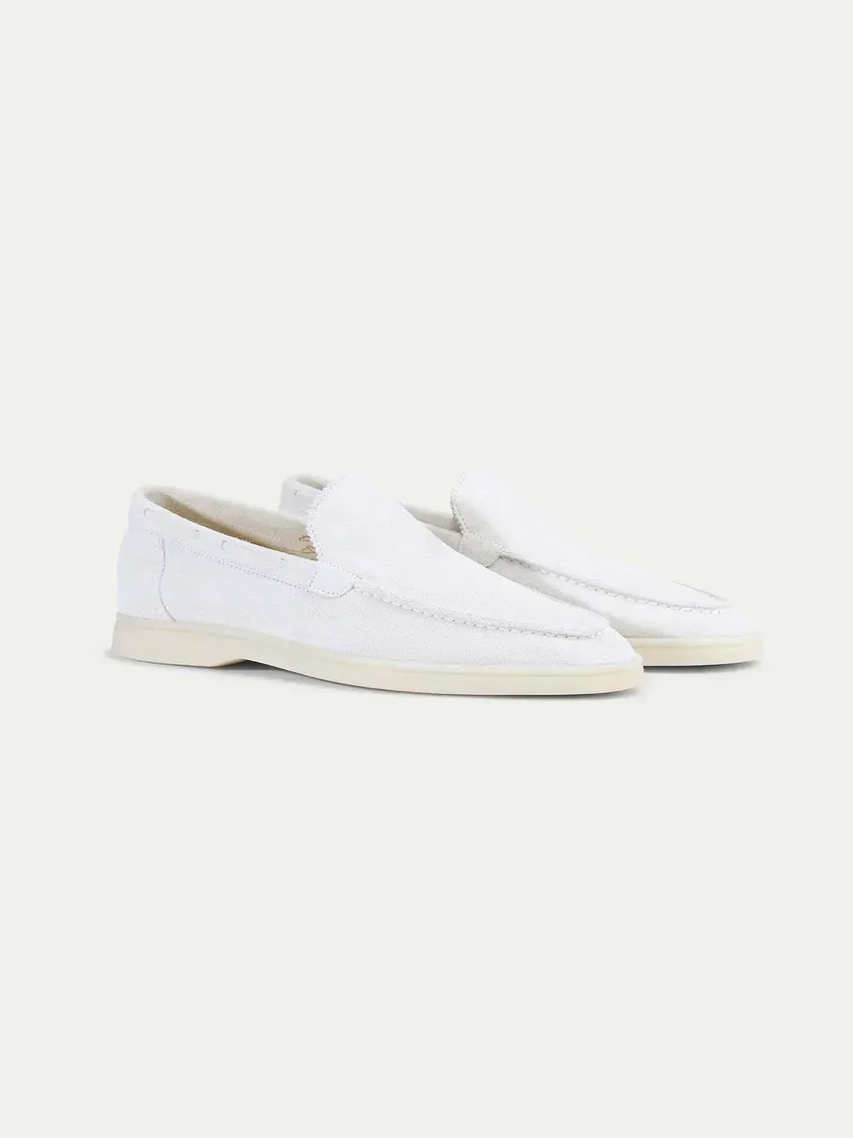 Mocassin en daim classique Perle blanche
