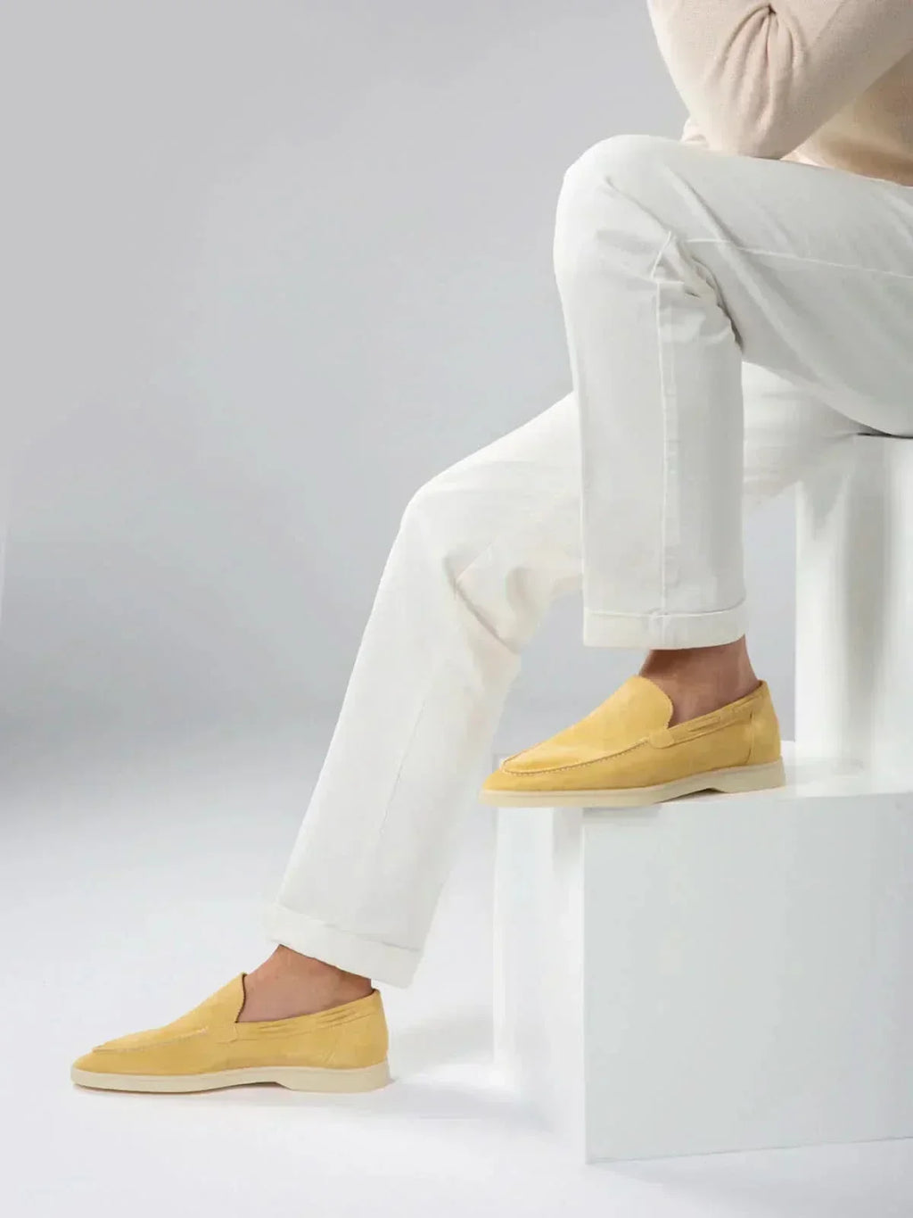 Mocassin en Daim Classique Jaune Citron