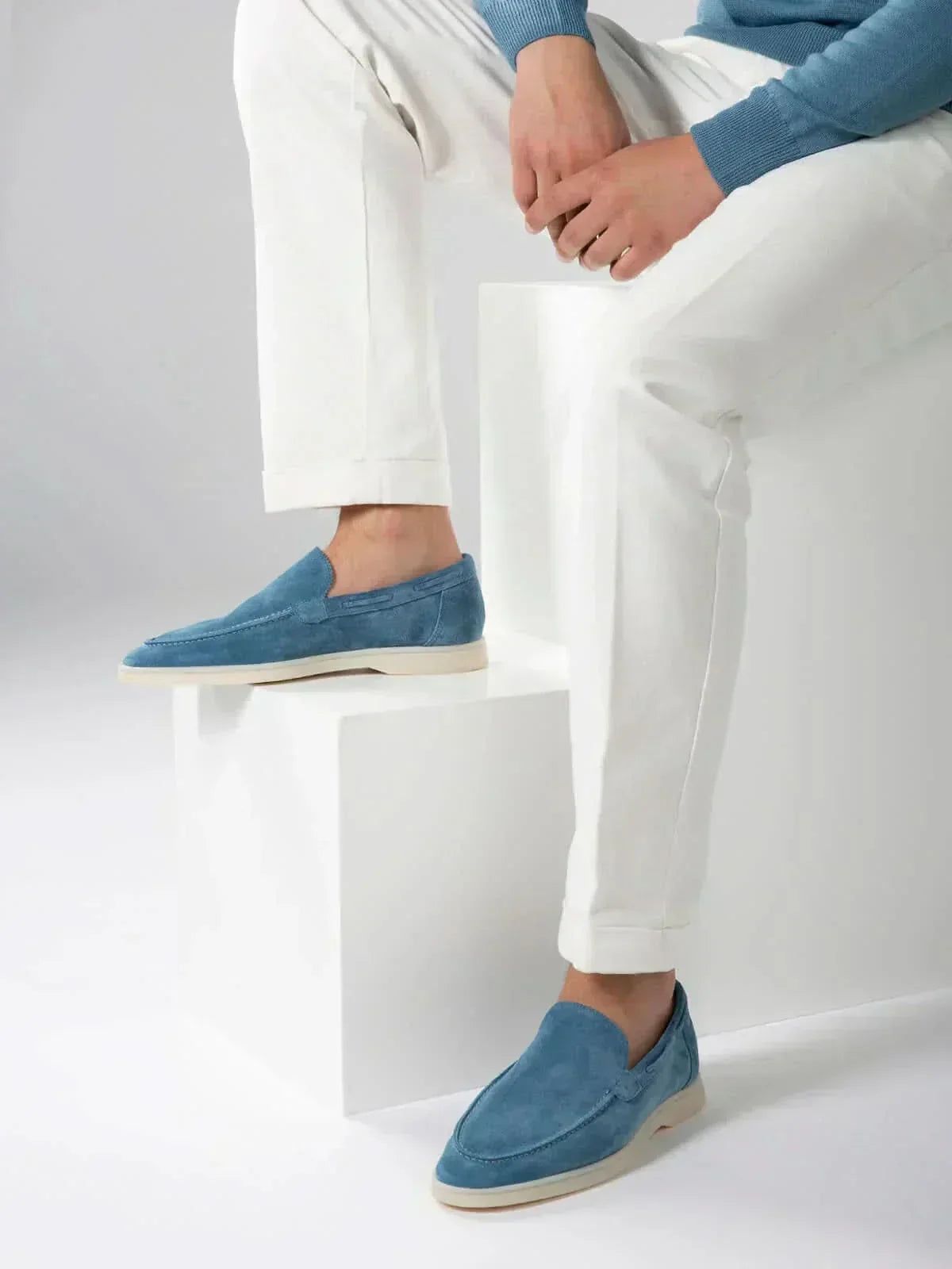 Mocassin Classique en Suède Bleu Océan