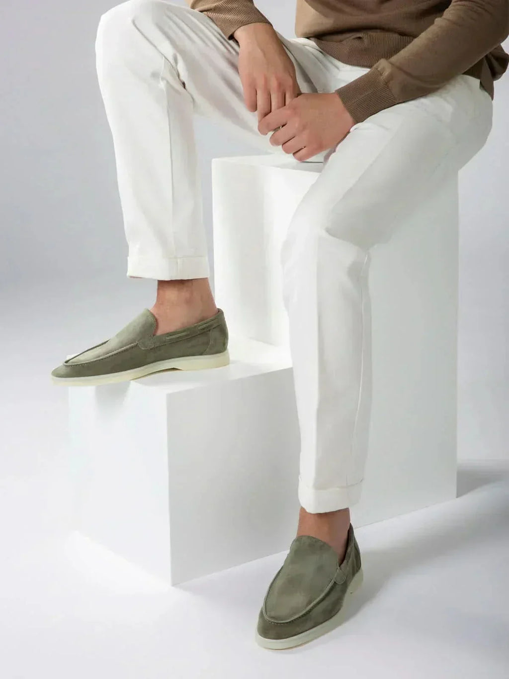 Mocassin en Suède Classique Vert Olive