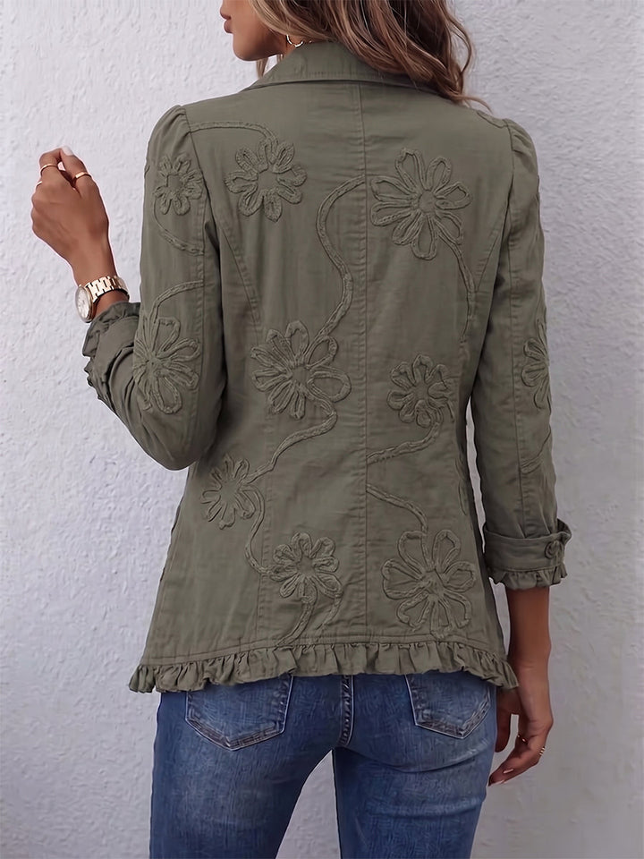 Faustine | Veste utilitaire brodée fleurie bohème